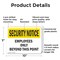 Signmission Employees Only Beyond This Point OSHA Security Notice Sign, Plastic, 10in W x 7in L, 2PK OS-2PACK-SN-P-710-L-11535 - alternate 5